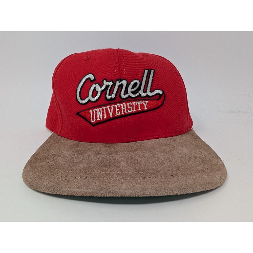 VINTAGE Cornell University Hat Cap Strap Back Mens One Size Red NCAA Suede Brim